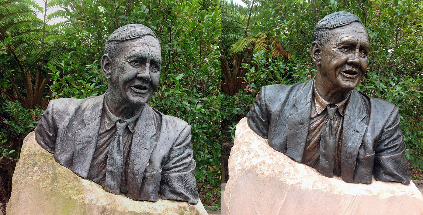 Gorton bust, before & after restoration